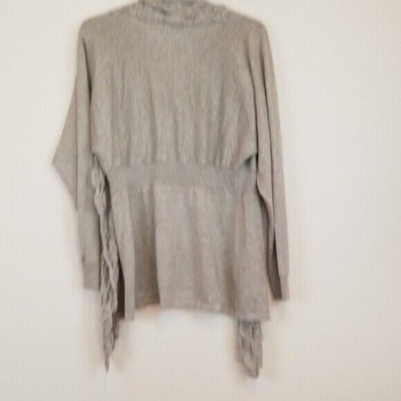 Ava Womens BOHO Waterfall Cardigan Small Gray Contrast Trim Open Fairy - Picture 4 of 6